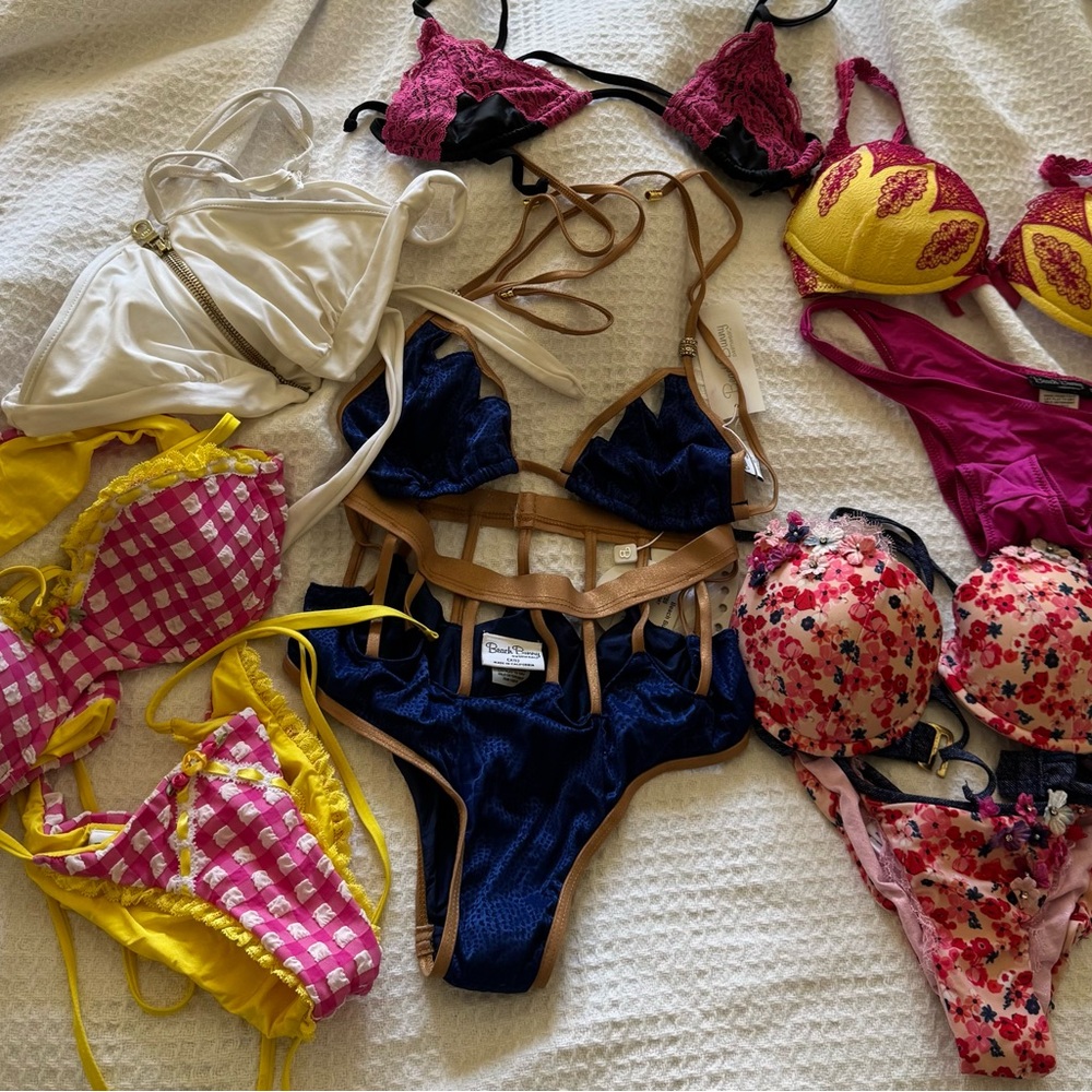 Fabric Lot of beach, bunny, bikinis, tops, and bottoms, older vintage and new